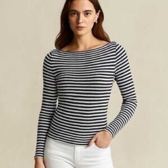 Lauren Ralph Lauren Tops - Lauren Ralph Lauren Black and White Striped Long Sleeve Tee Size XS